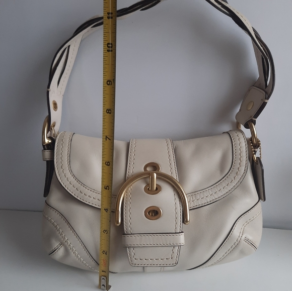 COACH WHITE LEATHER MINI SIGNATURE SOHO SMALL HOBO HANDBAG SATCHEL SHOULDER - Picture 6 of 10
